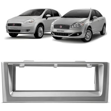 Imagem de Moldura Painel 1 Din Som Rádio Punto Linea 2008 à 2012 Prata Autoplast Expex Epx085