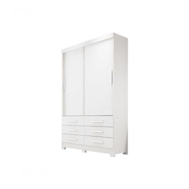 Imagem de Guarda Roupa Solteiro 2 Portas 6 Gavetas - Capri-branco - Móveis Horizonte