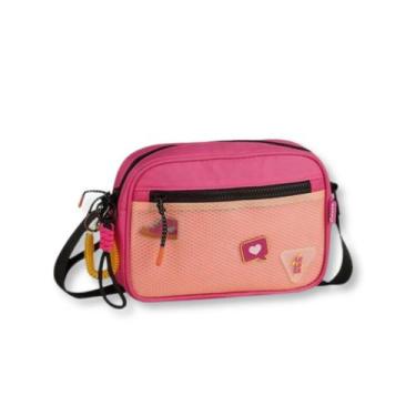 Imagem de Bolsa Transversal Luluca com Pins Divertidos Feminina Adolescente, Ros