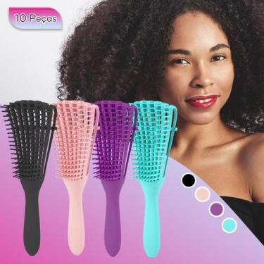 Imagem de Kit 10 Escova Polvo Para Cabelo Cacheado Desembaraça Atacado - Vie Lux