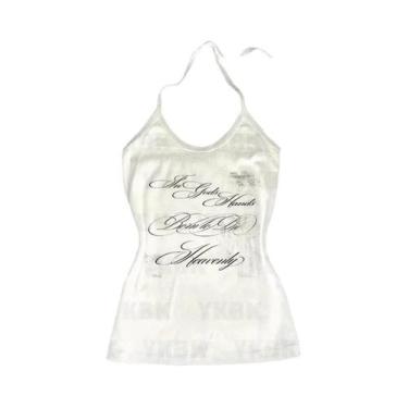 Imagem de Camiseta Cropped Feminina Y2K Punk Gótica De Manga Longa Vintage Casua