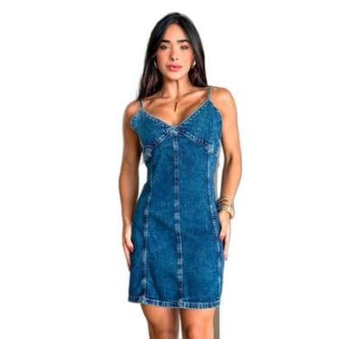 Imagem de VESTIDO JEANS FEMININO DE ALÇA COM ZÍPER NA LATERAL-Feminino