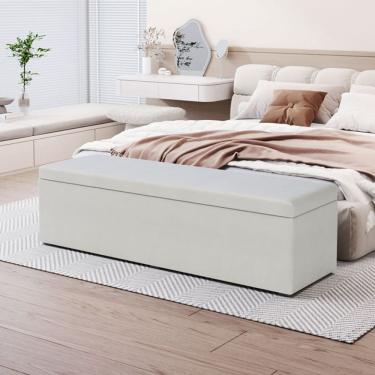 Imagem de Calçadeira Baú Lua em Veludo para Cama Box Casal Queen 160cm