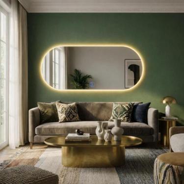 Imagem de Espelho com LED Touch Bivolt  3 Cores Quente Neutra Fria Grande 150x40