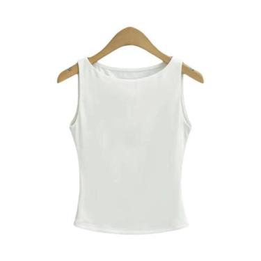 Imagem de Regata feminina de camada dupla com decote em barco e macia - Dozw, Br