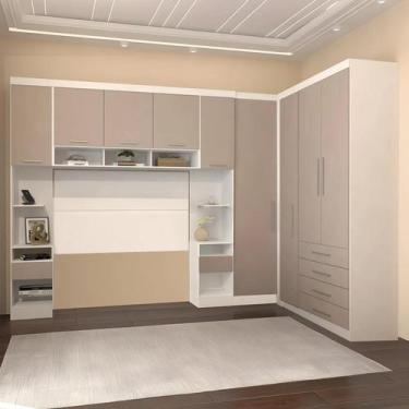 Imagem de Guarda Roupa Queen Modulado Cp09 Taiga Branco/Cinnamon L01 - Mpozenato