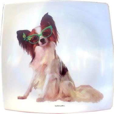 Imagem de Bandeja de Porcelana Cachorro Papillon Juju And Butterfly para Servir e Decorar com Est...