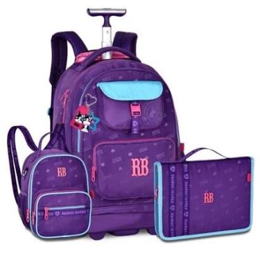 Imagem de Mochila Rodinhas Com Lancheira e Estojo Fichario Rebecca Bonbon-Feminino
