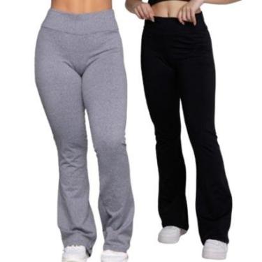 Imagem de Calça Legging Bailarina Flare Serra e Mar Kit com duas cores Cós Alto Boca de Sino Moda...