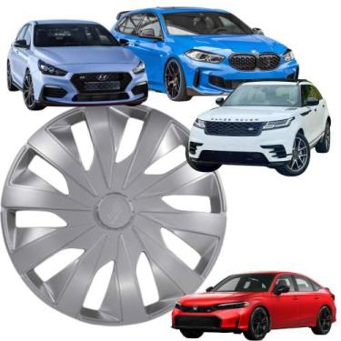 Imagem de 1 Calota Modelo Seven Esportiva Aro 13 Polegadas Universal Prata Elitt