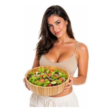 Imagem de Saladeira Bambu 30cm Grande Bowl Madeira Natural Salada Bambu - MOri