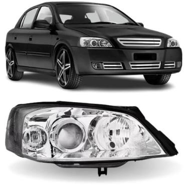 Imagem de Farol direito astra 2003 a 2011 foco duplo máscara cromada - BBS BIBAS