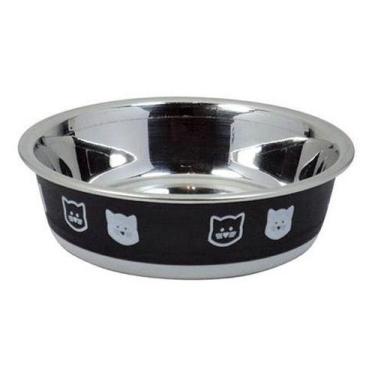 Imagem de Comedouro Bebedouro Inox Base Antiderrapante Modelo Gatinhos - Jambo, 