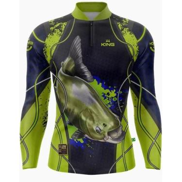 Imagem de Camisa Pesca Camiseta Manga Longa Proteção UV 50 King Brasil, Kff610, 