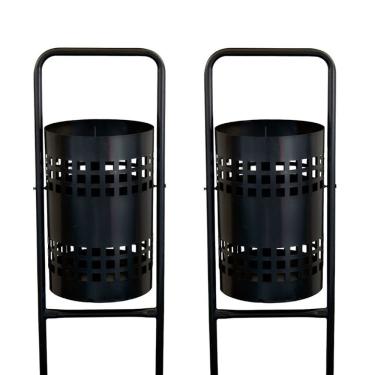 Imagem de Kit 2 Lixeiras 3143X2MTM Redondas Tela 40L para Pátios Parques Calçada Rua Preto Metalmig