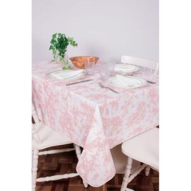 Imagem de Toalha de Mesa Quadrada em Tecido Jacquard Estampado Toile de Jouy Ros