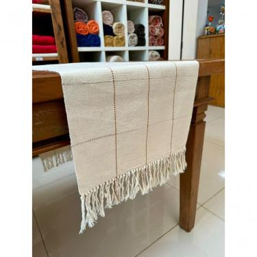 Imagem de Caminho de Mesa Grid Algodão Tear Manual 40cm X 1,60m Caramelo