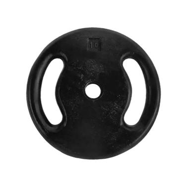 Imagem de Anilha de Ferro Fundido Pintada 10kg com Alça Lateral Anti-Corrosiva Preta Anilhas Fitness
