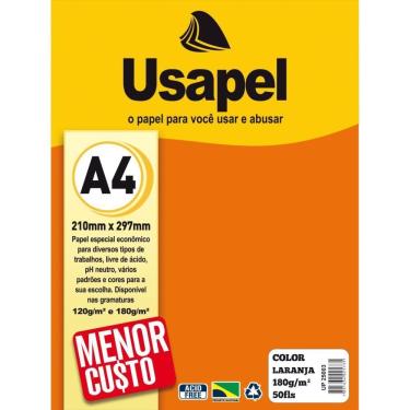 Imagem de Papel A4 Color Filiperson Usapel 180g Resistente Altas Temperaturas Laranja
