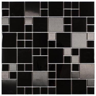 Imagem de Kit 0,44m² Pastilha de Meta AX14 29,8cm x 29,8cm Preto/Cinza Glass Mos