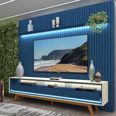 Imagem de Rack com Painel Ripado para TV até 90 Polegadas 100% MDF com LED 228,8