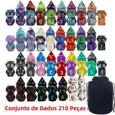Imagem de Conjunto De Dados DND De Acrílico Com 210 Peças E Bolsa De Veludo Para