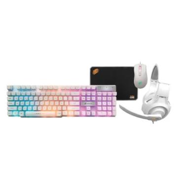 Imagem de Kit Gamer OEX Tm306, Thunder, 4 Em 1, Teclado + Headset + Mouse +  Mousepad - Branco