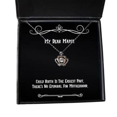 Imagem de O nascimento infantil é a parte mais fácil, não há epidural para a maternidade. Colar com pingente de coroa, presentes de sarcasmo para mamãe