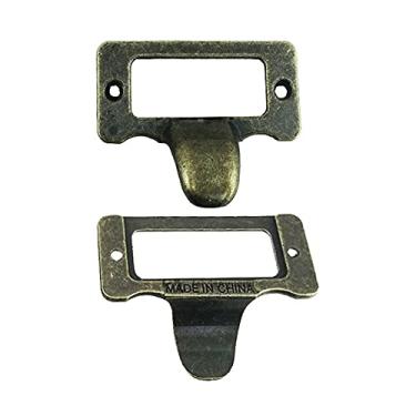 Imagem de 10pcs etiqueta de metal Puxe o suporte do cartão do identificador do arquivo do arquivo para o caso do arquivo do armário do armário Titulares de rótulo de latão antigos com parafusos YYDFPIIA