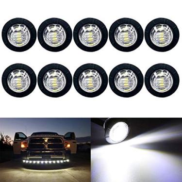 Imagem de KEING Pacote com 10 mini luzes de LED brancas redondas de 0,9 cm, 1,9 cm, 12 V, para reboque, caminhão, ônibus, caminhão, van, quadriciclos, caminhão, caravana, 5 anos de garantia
