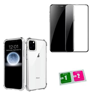 Imagem de Kit Capa Antishock + Película Vidro 9D Compatível iPhone 11 Pro Max 6.5"