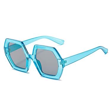 Imagem de Óculos de sol quadrados para mulheres de grandes dimensões bege marrom gradiente óculos de sol feminino poligonal elegante óculos uv400, c4 azul, preto, como a imagem