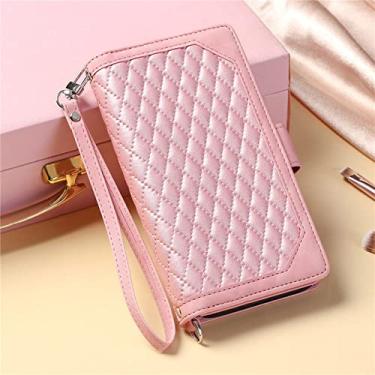 Imagem de Capa de telefone de couro flip para Samsung Galaxy A53 5G A73 A33 A23 A13 A32 A52S A52 A72 A51 A71 A21S Zipper Carteira Carteira, Rosa, Para Samsung S21 FE