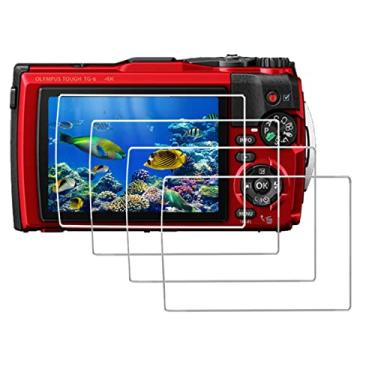 Imagem de Protetor de tela de vidro compatível com Olympus Tough TG-6 TG-5 Câmera à prova d'água, vidro temperado de proteção rígida cristalina antirriscos com proteção de tela LCD (4 unidades)