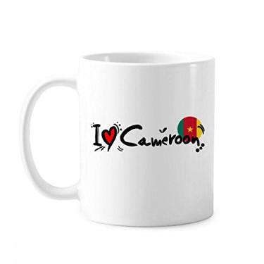 Imagem de I Love Camarões Bandeira de Palavra Amor Coração Ilustração Caneca Cerâmica Xícara de Porcelana de Café Talheres