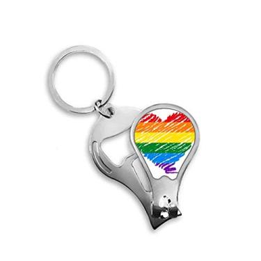 Imagem de Rainbow Gay Lésbica Coração LGBT Cortador de Unhas Abridor Chaveiro Tesoura