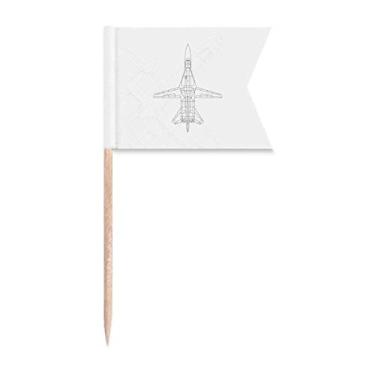 Imagem de Linhas militares de aeronaves Art Deco presente bandeiras de palito de dente modernas marcação de rotulagem para bolo de festa prato de queijo