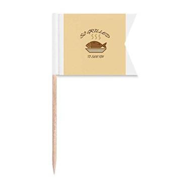 Imagem de Lancheira para churrasco com fragrância de peixe Happy Toothpick Flags para marcação de rotulagem para bolo de festa, comida e queijos