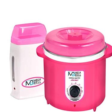 Imagem de Kit Depilação Termocera 400gr Sem Refil Corpo Rosa + Aquecedor de Cera Roll-on Rosa Mega Bell