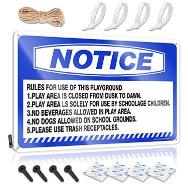 Imagem de Sinais adultos para homem Aviso de caverna regras para uso deste playground play Aea está fechada do crepúsculo ao amanhecer placa de lata pôsteres placas de rua para quarto (tamanho: 30X40cm)