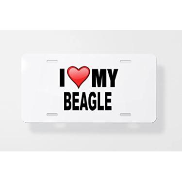 Imagem de Capa para placa de carro I Love My Beagle – Capa para placa de carro – Capa para placa de carro 15,24 x 30,48 cm