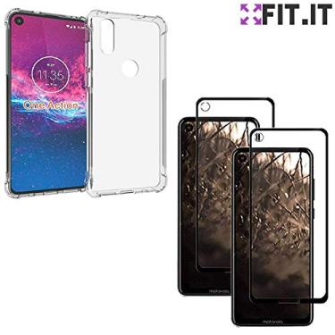 Imagem de [FIT.IT] Kit Capa Anti Impacto Novo Motorola One Action + 2x Películas 5D Blindada Flexível