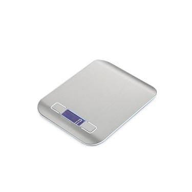 Imagem de balanças de cozinha eletrônicas digitais multifuncionais para alimentos balanças de cozinha de aço inoxidável Pilhas de prata de 11 libras e 5 kg incluídas