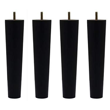 Imagem de Cadeira de sofá de substituição de madeira sólida redonda preta Weichuan poltrona otomana loveseat mesa de café armário móveis pernas de madeira móveis pernas de móveis (conjunto com 4), Reto, 10 Inch