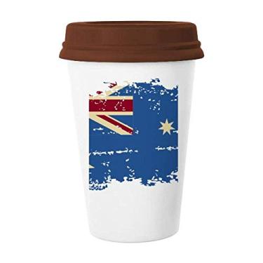 Imagem de Caneca de cerâmica com ilustração retrô da bandeira do sabor da Austrália, copo de cerâmica