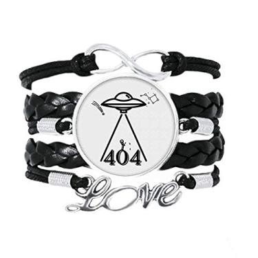 Imagem de OFFbb-USA Pulseira Planetary Spacecraft à procura de seres humanos acessório amor pulseira de couro torcido corda presente