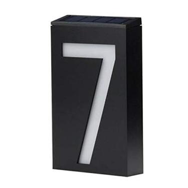 Imagem de Lâmpada de parede flutuante 3D de 17,8 cm com número de placa solar de 0 a 9 LEDs para endereço de rua, estrada, porta para casa, ao ar livre, com bateria, à prova d'água, liga automaticamente ao anoitecer