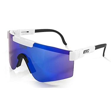 Imagem de Óculos de Sol Performance Hupi Maverick Branco/Preto - Lente Azul Espelhado, Cor: Branco/preto