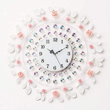 Imagem de Relógio de parede de metal cristal de 24"com movimento silencioso Relógio grande decorativo de 10" com mostrador de metal sunburst grande