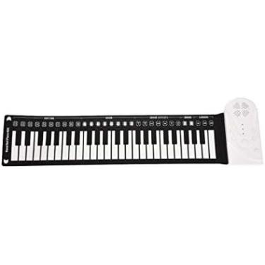Imagem de Piano Com Teclado Macio, Portátil Com 49 Teclas, Piano Flexível De Enrolar, Teclado Eletrônico Macio, Teclado De Borracha De Silicone, Plástico ABS,Branco,Hilarious123